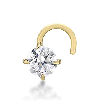 【中古】【輸入品・未使用】14?K黄色ゴールド3?mmホワイトCubic Zirconium鼻リングカーブスタッドツイストねじ22?g