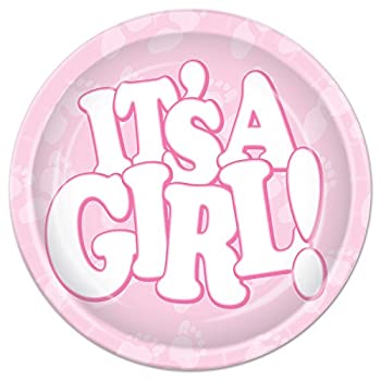 【中古】【インポート品・未当て嵌める】Beistle It \u0027s A Girl一皿、7in、サクラ色/白いこと 皿・プレート-キッチン用品・食器・調理器具