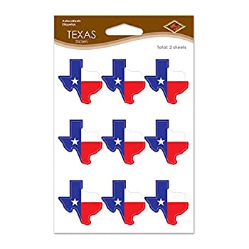 【中古】【輸入品・未使用】Beistle 54744?Texasステッカー2シートのステッカーパッケージ、レッド/ホワイト/ブルー