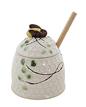 【中古】【輸入品・未使用】Creative Co-Op Stoneware Honey Jar with Honey Dipper Multicolor