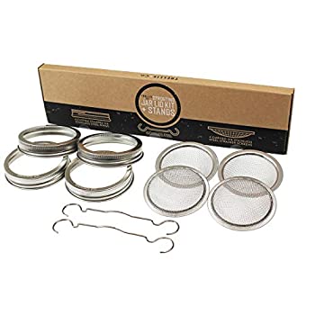 【中古】【輸入品・未使用】Trellis + Co. | ステンレススチール 発芽キット 発芽スタンド付き 4パック | 防錆 316 ステンレス カーブメッシュ ほとんどの広口メイソンジャ
