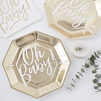 【中古】【輸入品・未使用】Baby Shower Ideas ベビーシャワー デコレーション ペーパープレート 9インチ Oh Baby! 16枚