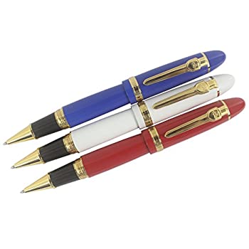 【中古】【輸入品・未使用】Zoohot Jinhao 159 水性ボールペン ゴールドトリム 太いペン 0.7 mm3本セット（赤、白、青）