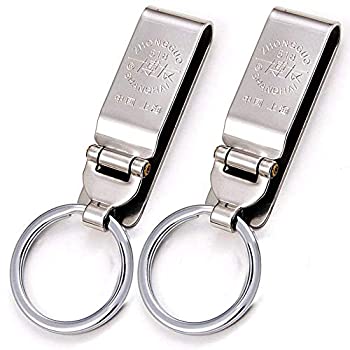 【中古】【輸入品・未使用】[2個パック] ステンレススチール キーリング セキュリティ ベルト クリップ キーチェーン スポーツ パンツ 衣類 ポケット ベルト シンプル エレ