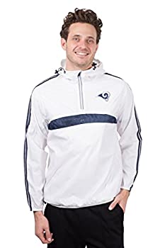 【中古】【輸入品・未使用】NFLチームロゴメンズQuarter ZipプルオーバーパーカーウィンドブレーカージャケットPackable、ホワイト S ホワイト