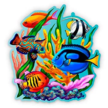【中古】【輸入品・未使用】Coral Reef Tropical Fishカラフル???ビニールステッカー防水デカール