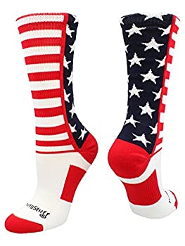 【中古】【輸入品・未使用】MadSportsStuffアメリカ国旗星とストライプクルーソックス S ブルー