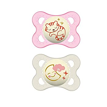 【中古】【インポート品・未当て嵌める】MAM Night Orthodontic Pacifier Girl 0-6 Plus Months 2-Count by MAM