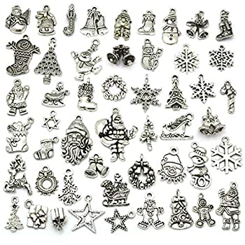 【中古】【輸入品・未使用】JIALEEY クリスマスチャーム 卸売 バルク ロット クリスマス チャーム ミックス チベット シルバー メタル ビーズ ペンダント DIY ネックレス ブ