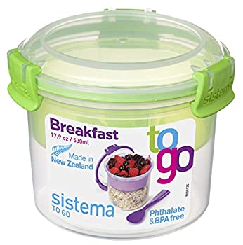 【中古】【輸入品・未使用】Sistema To Go Collection Breakfast Bowl Food Storage Container 17.9 Ounce/2.2 Cup Clear with Assorted Color Accents by Sistema