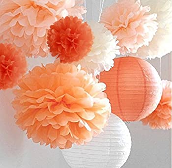 【中古】【39shop】【輸入品・未使用】(orange)★- LifeGlow Crafts Pom Poms -12Pcs of 25cm 30cm 36cm 3 Colours Tissue Paper Flowers Tissue Paper Pom Poms Wedding Decor Party D(新古品)|アトリエ絵利奈