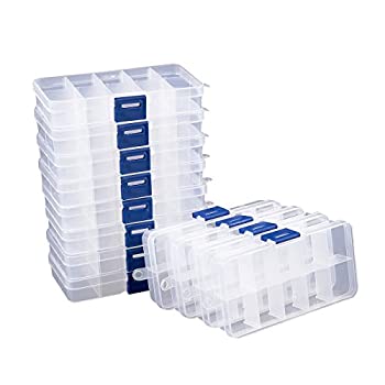 【中古】【輸入品・未使用】クリアジュエリーボックス - プラスチックビーズストレージコンテナ イヤリングストレージオーガナイザー 調節可能な仕切り付き 各10個のコンパ