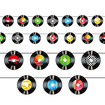 【中古】【輸入品・未使用】1950年代ロックンロールミュージックパーティーデコレーション レコードカットアウトバナー レコード壁装飾サイン 50年代テーマロックパーティー
