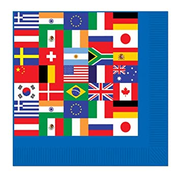 【中古】【輸入品・未使用】Beistle 世界国旗 International Flag Beverage Napkins マルチカラー 58172