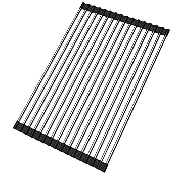 【中古】【39shop】【輸入品・未使用】Roll-up★Drying Rack Stainless Steel Foldable Over Sink Rack Black 17.7''(L)X10.2''(W) by e-smart home（新古品）｜アトリエ絵利奈