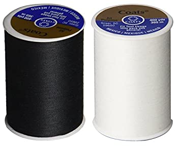 【中古】【輸入品・未使用】2個パック - ブラック&ホワイト - コート&クラーク デュアルデューティー 多目的スレッド - 各400ヤード巻 ブラックとホワイト