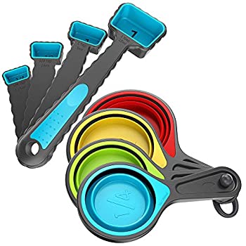 【中古】【輸入品・未使用】Measuring Cups and Measuring Spoons Set Kaptron Collapsible Measuring Cups 8 piece Measuring Tool engraved in Metric/US Measurements.