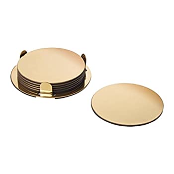【中古】【39shop】【輸入品・未使用】IKEA★Glattis Coasters With Holder Brass Colour 6 pack Size 7.6cm 503.430.05（新古品）｜アトリエ絵利奈