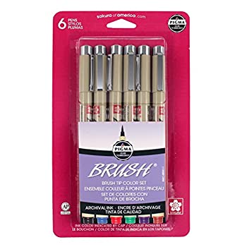 【中古】【輸入品・未使用】Sakura 38061 6-Piece Pigma Assorted Colors Brush Pen Set by Sakura
