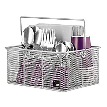 【中古】【輸入品・未使用】(Silver) - Silver Utensil Holder By Mindspace Kitchen Condiment Organiser and Flatware Utensil Caddy The Mesh Collection Silver