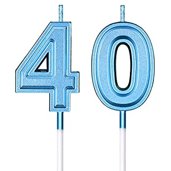 楽天市場 中古 輸入品 未使用未開封 40歳の誕生日キャンドル ケーキ数字キャンドル ハッピーバースデーケーキキャンドル トッパー 装飾 誕生日 結婚記念日 お祝い用品 ブルー アトリエ絵利奈