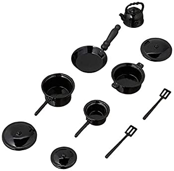 【中古】【インポート品・未当て嵌める】Dollhouse Miniature 1:12 Scale Pots and Pans Black #30002451 by Timeless Minis