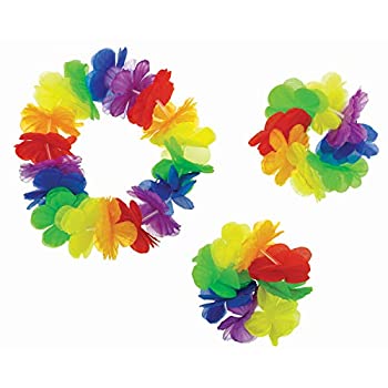 【中古】【39shop】【輸入品・未使用】(Rainbow★Hawaiian) - Amscan Party Hawaiian Flower Leis Set Rainbow（新古品）｜アトリエ絵利奈