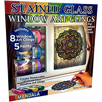 【中古】【輸入品・未使用】Joy of Coloring Zorbitz、ステンドグラスウィンドウアート貼り付けキットDIY、8つのステッカーと5色のペイントクラフトキット