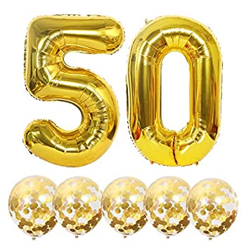 【中古】【39shop】【輸入品・未使用】Eokeanon★数字50 ゴールド紙吹雪バルーン 40インチ ゴールド数字50バルーン 12インチ ゴールド紙吹雪バルーン 50歳の誕生日パーティーのデコレー（新古品）｜アトリエ絵利奈