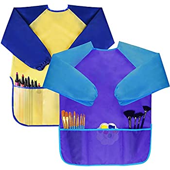【中古】【輸入品・未使用】Bassion 子供用アートスモック 2個パック 防水 アーティストペインティングエプロン 長袖 3ポケット付き 2~6歳ギフト