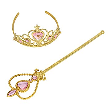 【中古】【インポート品・未当てはめる】お姫様御洒落 プリンセスワンド ティアラと帯状髪飾り 御嬢さん用 お姫様寄り合い装置 ティアラワンドセット サクラ色