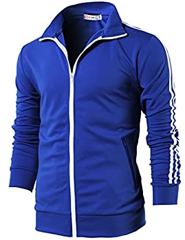 【中古】【輸入品・未使用】【H2H】 トレンド メンズ カジュアル ファッション ジャージ トレーナー ジッパー 薄手 ライン入り トラック ジャケット CMOJA0103-BLUE-XL