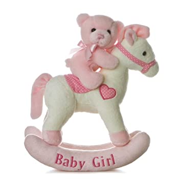 【中古】【インポート品・未当て嵌める】Aurora Baby Plush Rocking Horse Pink/White by Aurora Baby