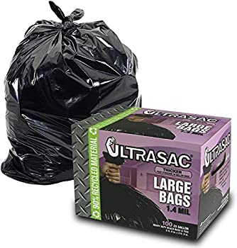 【中古】【輸入品・未使用】Aluf Plastics 792763 ウルトラサック 高耐久 プロ品質 ゴミ袋 容量33ガロン 長さ39インチ x 幅33インチ L ブラック 100枚入りケース 33 gallons