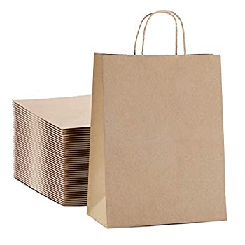 【中古】【39shop】【輸入品・未使用】Mesha★(メシャ) ブラウンクラフト紙バッグ 10インチx5インチx13インチ メッシュバッグ 持ち手付き 100枚 大型ペーパーショッピングバッグ ペーパ(新古品)|アトリエ絵利奈