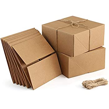 【中古】【輸入品・未使用】ValBox プレミアムギフトボックス 10個パック 8 x 8 x 4 ペーパーギフトボックス 20メートル麻ロープ付き クリスマスギフト ブライズメイドプロ