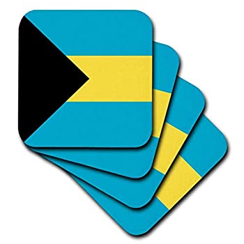 【中古】【輸入品・未使用】(set-of-4-Soft) - 3dRose cst_158449_1 Flag of The Bahamas Islands. Bahamian Blue Yellow Gold Stripes Black Triangle Country World Souve