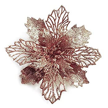 【中古】【輸入品・未使用】GL-Turelifes 12個パック グリッター 人工ポインセチアフラワー クリスマスツリー フラワーオーナメント 直径6インチ (16cm) グリーンソフトステ