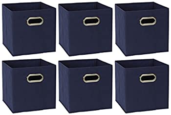 【中古】【輸入品・未使用】Household Essentials 6?Pieceファブリックストレージキューブビンwithハンドルセットブルー、ネイビー ブルー 81-1