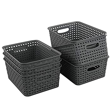 【中古】【輸入品・未使用】Teyyvn プラスチック製収納バスケット 10.03インチ×7.59× 4.09インチ 6個 グレー