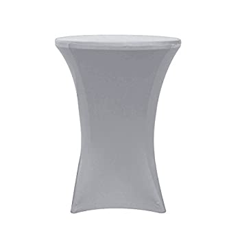【中古】【輸入品・未使用】(Silver) - Your Chair Covers - 80cm Highboy Cocktail Round Stretch Spandex Table Cover Silver