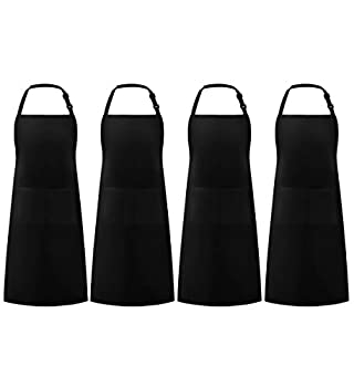 【中古】【輸入品・未使用】Syntus 4パック 100%コットン 調節可能 ビブエプロン 2ポケット 料理 キッチン エプロン レディース メンズ シェフ用 ブラック 11,850円