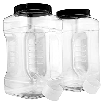 【中古】【輸入品・未使用】正方形ガロンサイズ 透明プラスチックキャニスター (2個パック) 4クォートジャーグリップコンテナ プラスチックスクープ付き BPAフリー