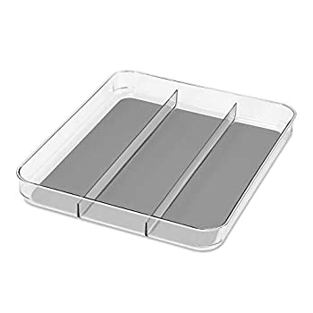 【中古】【39shop】【輸入品・未使用】madesmart★台所用品トレイ - L | ライトグレー | クリアソフトグリップコレクション | 3つのコンパートメント | ソフトグリップ裏地 | ノンスリ（新古品）｜アトリエ絵利奈