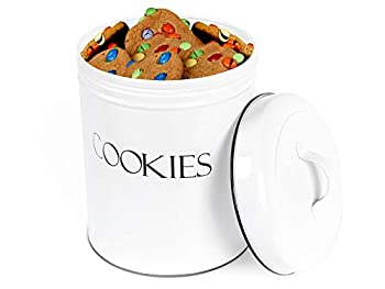 【中古】【輸入品・未使用】Outshine ホワイト ビンテージ ファームハウス クッキージャー | 密閉食品保存容器 蓋付き クッキー ビスケット 焼いたおやつ | 新築祝い 誕生日