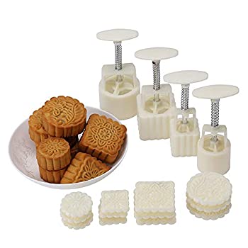 【中古】【輸入品・未使用】Hleeduo? Mid-Autumn Festival Hand-Pressure Moon Cake Mould With 12 Pcs Mode Pattern For 4 Sets by SOGNIMIEI