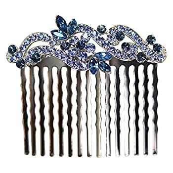 【中古】【39shop】【輸入品・未使用】Faship★ゴージャス ラインストーン クリスタル フローラル ヘアコーム ブルー（新古品）｜アトリエ絵利奈