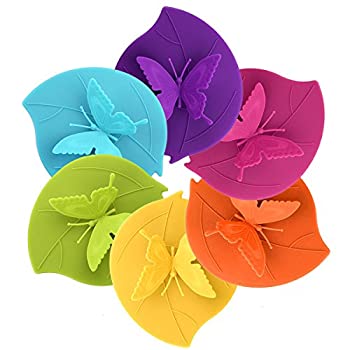 【中古】【輸入品・未使用】Silicone Cup Lids - Creative Butterfly Mug Cover From ME.FAN - Anti-dust Airtight Seal Silicone Drink Cup Lids - Hot Cup Lids 6 Set In