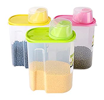 【中古】【輸入品・未使用】basicwise Small BPAフリープラスチック???フードセーバー、キッチン食品Cerealストレージコンテナwith Graduatedキャップ、3のセット、グリーン