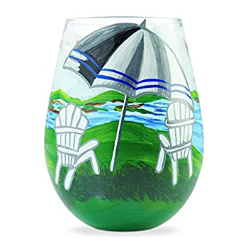 【中古】【インポート品・未当てはめる】Enesco Designs by Lolita Adirondack 手書き技術者ステムレスワイングラス 20薬局衡オンス マルチ色合い